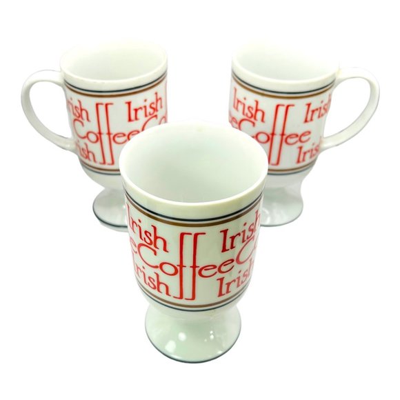 Set of 3 Footed Ceramic "Irish Coffee" Mugs by Graphic Gourmet - Picture 2 of 13